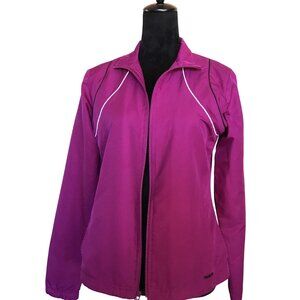 Reebok Athletic Workout Jacket: Full-Zip Mesh Activewear Dark Pink Fuchsia Sz M
